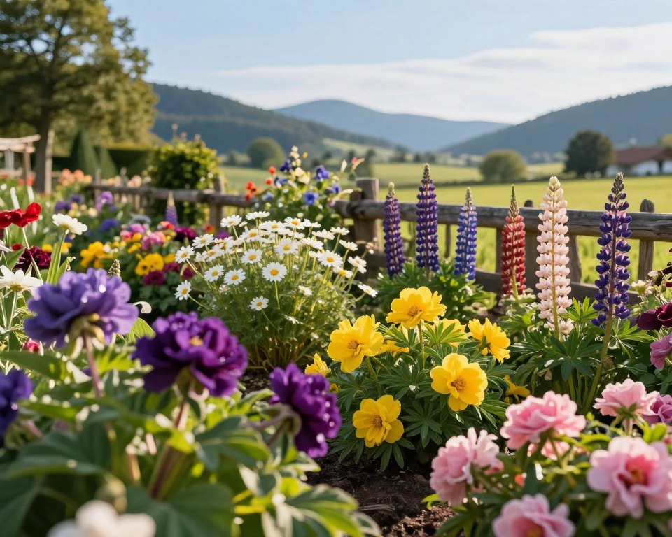 Bauerngarten Stauden mit farbenfroher Blüte