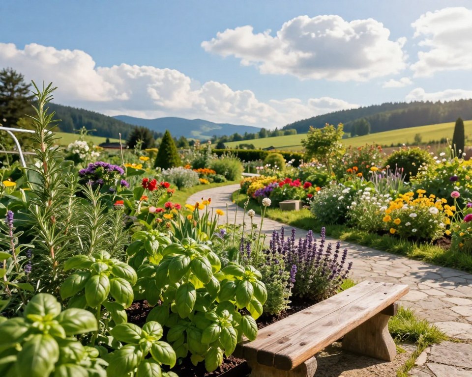 Kräutergarten Bayern mit aromatischen Pflanzen