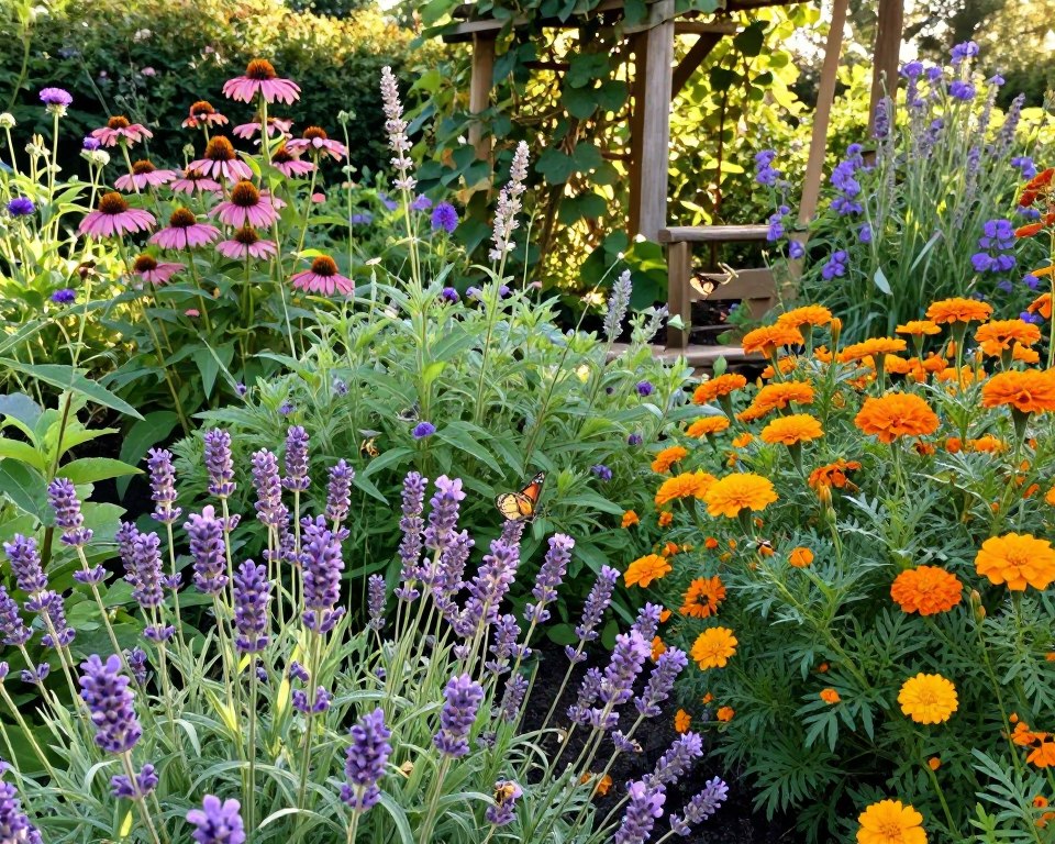 insektenfreundlicher Garten mit blühenden Pflanzen