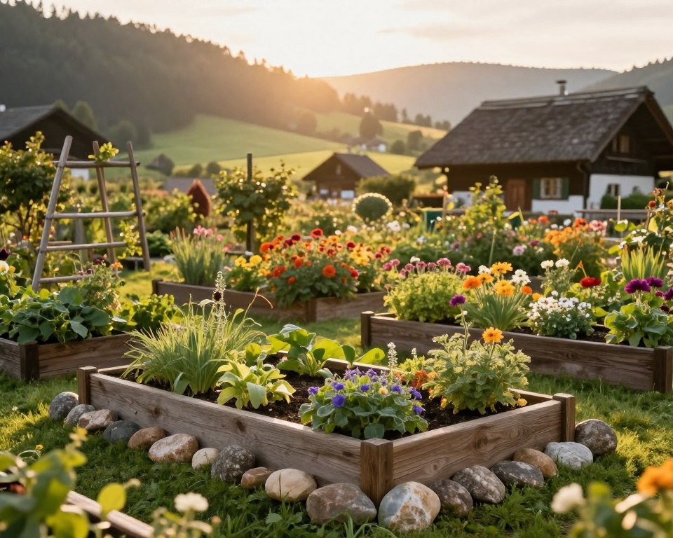 natürliche Gartenmaterialien im Bauerngarten